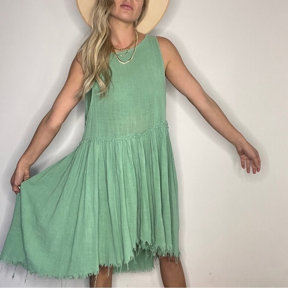 Free People Green Raw Hem Swing Dress - Picture 9 of 12